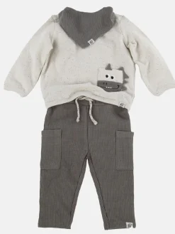Baby Jungen 3er Set, bestehend aus Pulli, Hose und Lätzchen
