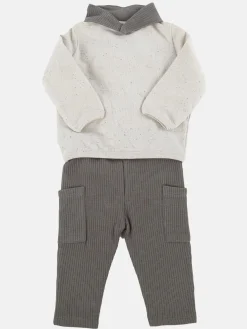 Baby Jungen 3er Set, bestehend aus Pulli, Hose und Lätzchen