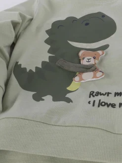 Baby Jungen Langarmshirt mit Print und Teddyapplikation