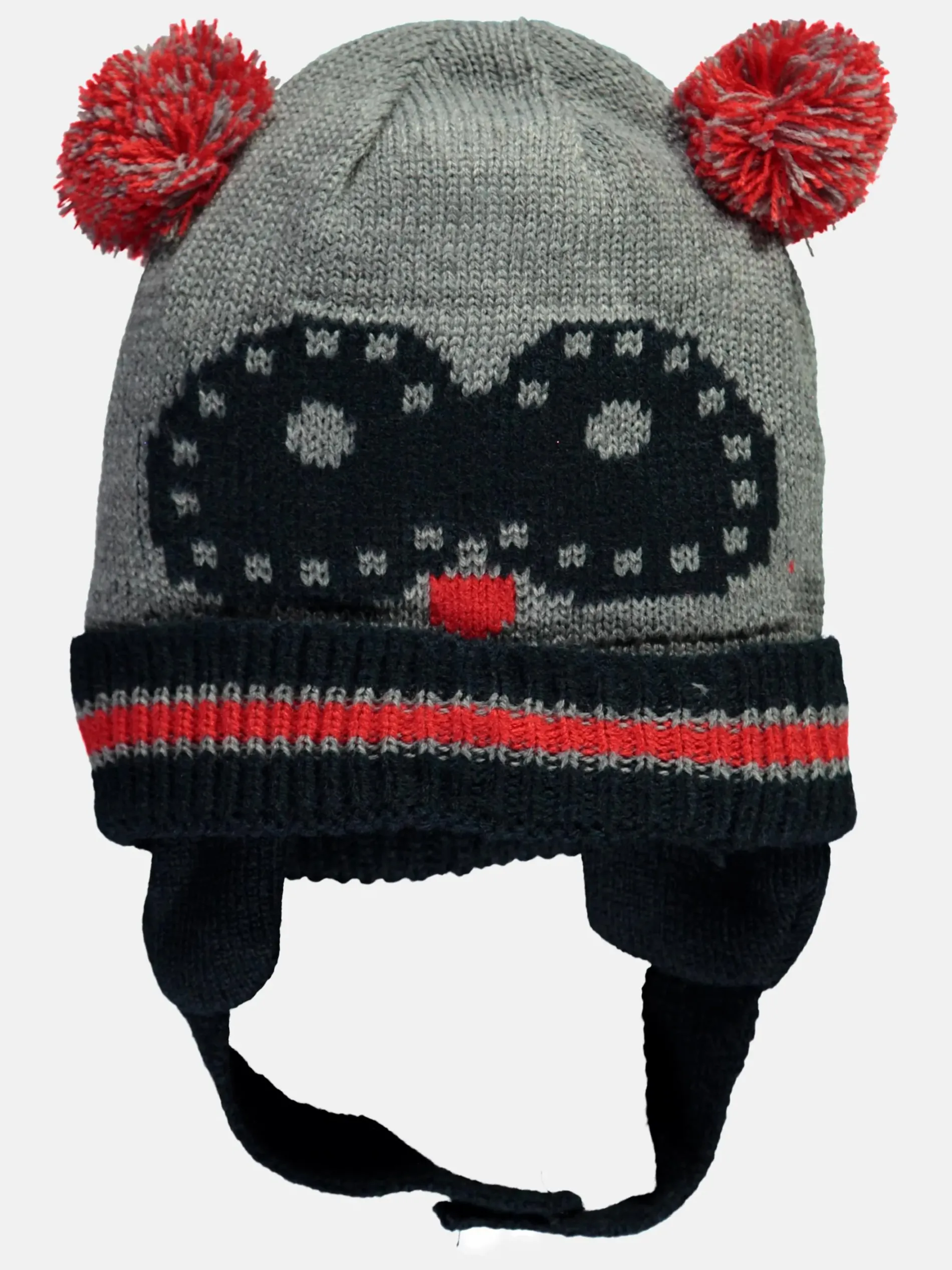 Baby Jungen Mütze mit Pompoms als Öhrchen