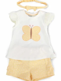Baby Mädchen 3er Set, best. aus Top, Hose und Stirnband