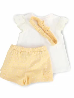 Baby Mädchen 3er Set, best. aus Top, Hose und Stirnband