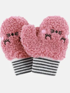 Baby Mädchen Handschuhe mit aufgesticktem Gesicht