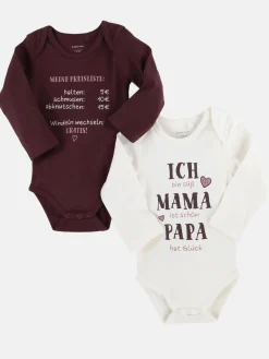 Baby Mädchen Langarmbodies mit Sprüchen im 2er Pack