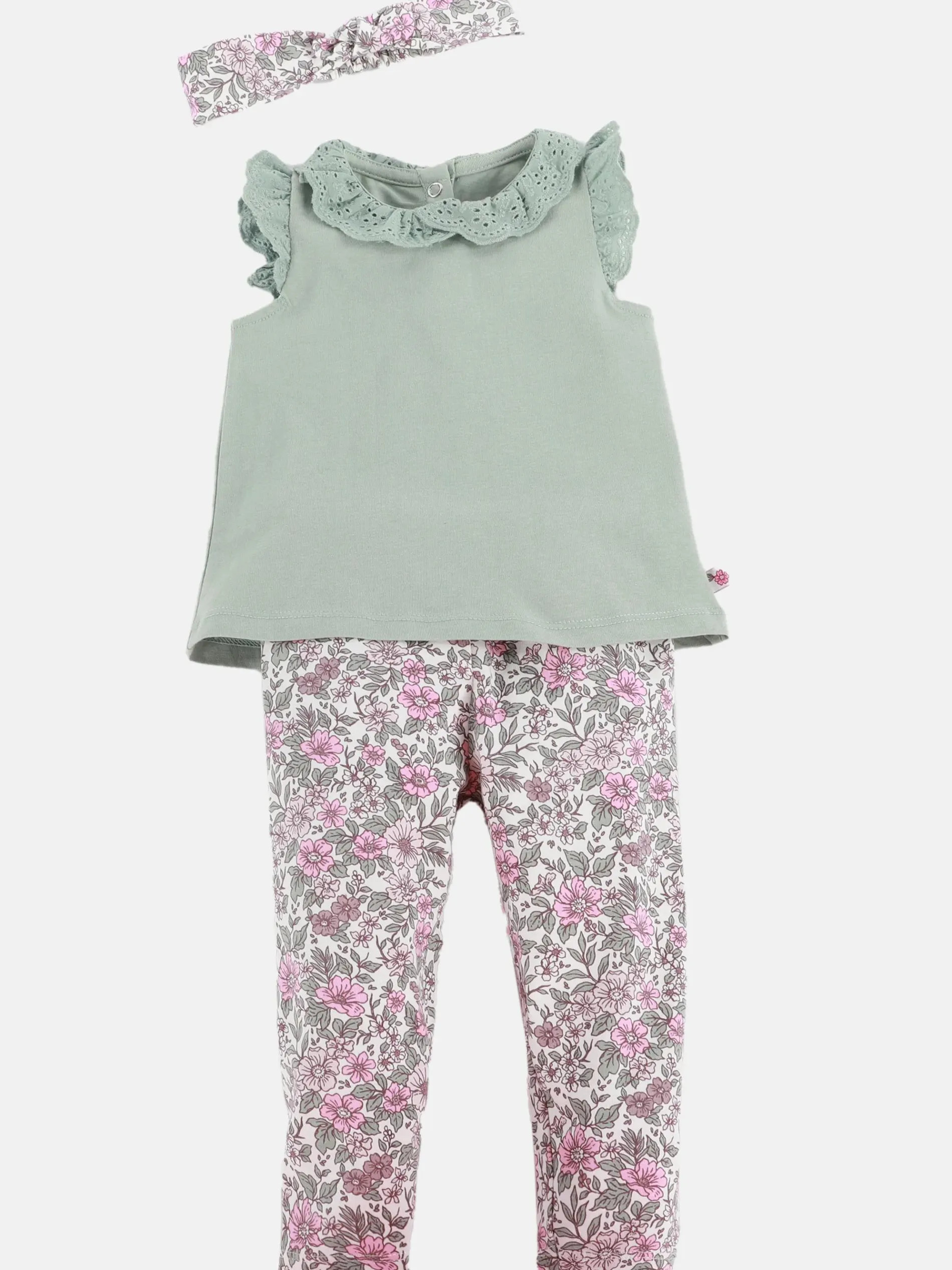 Baby Mädchen Set, best. aus Top, Legings und Stirnband