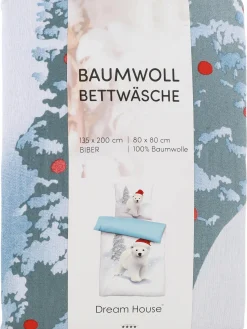 Biberbettwäsche mit Eisbär Motiv, 135x200cm