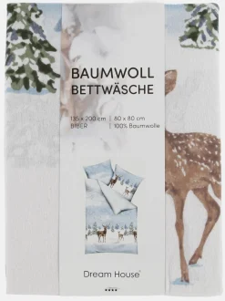 Biberbettwäsche mit Hirschmotiv 135x200cm