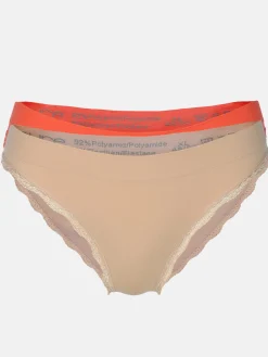 Damen Bikinislip mit Spitzenbesatz im 2er Pack
