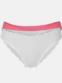 Damen Bikinislip mit Spitzenbesatz im 2er Pack
