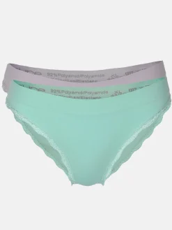 Damen Bikinislip mit Spitzenbesatz im 2er Pack
