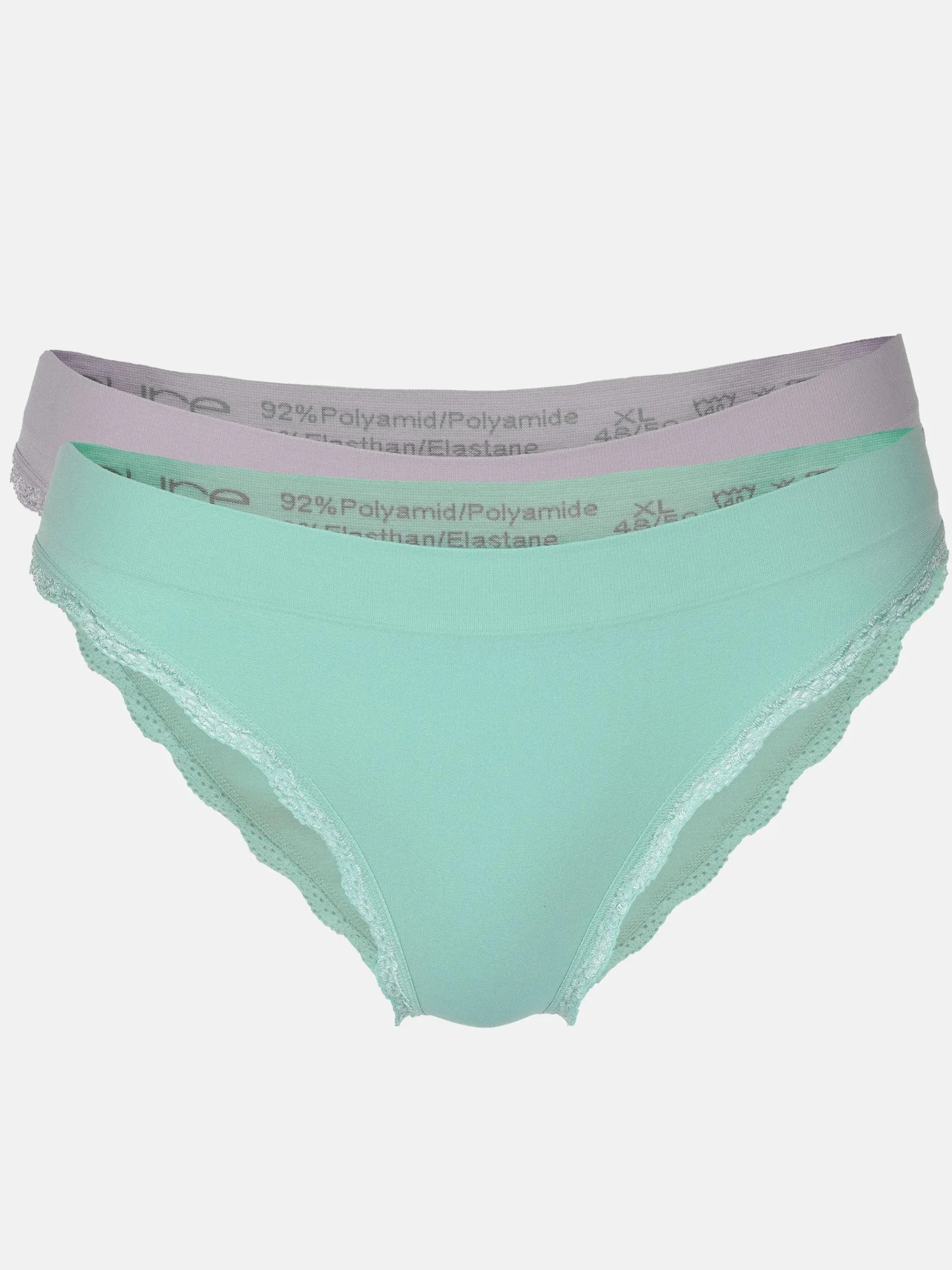Damen Bikinislip mit Spitzenbesatz im 2er Pack