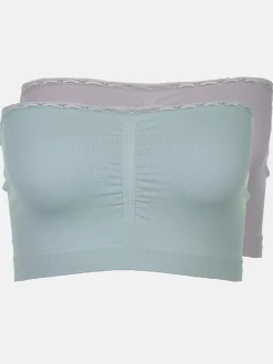 Damen Bustiers mit Spitzenbesatz im 2er Pack