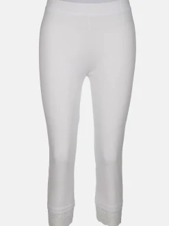 Damen Capri Leggings mit Spitzenbesatz