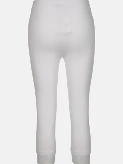 Damen Capri Leggings mit Spitzenbesatz
