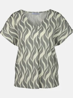 Damen Crinkle-Shirt mit Alloverprint