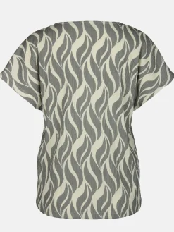 Damen Crinkle-Shirt mit Alloverprint