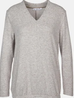 Damen Flauschshirt in melierter Optik