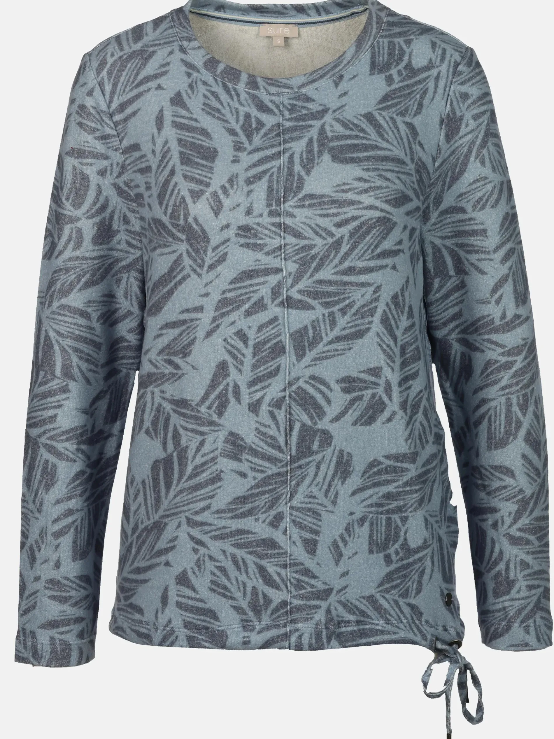 Damen Flauschshirt mit Blätterprint