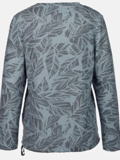 Damen Flauschshirt mit Blätterprint