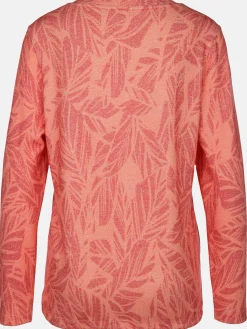 Damen Flauschshirt mit Blätterprint