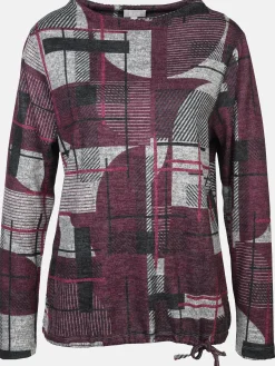 Damen Flauschshirt mit Kelchkragen