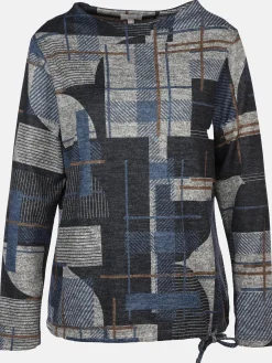 Damen Flauschshirt mit Kelchkragen