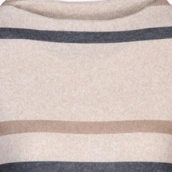 Damen Flauschshirt mit Streifen und 3/4 Arm