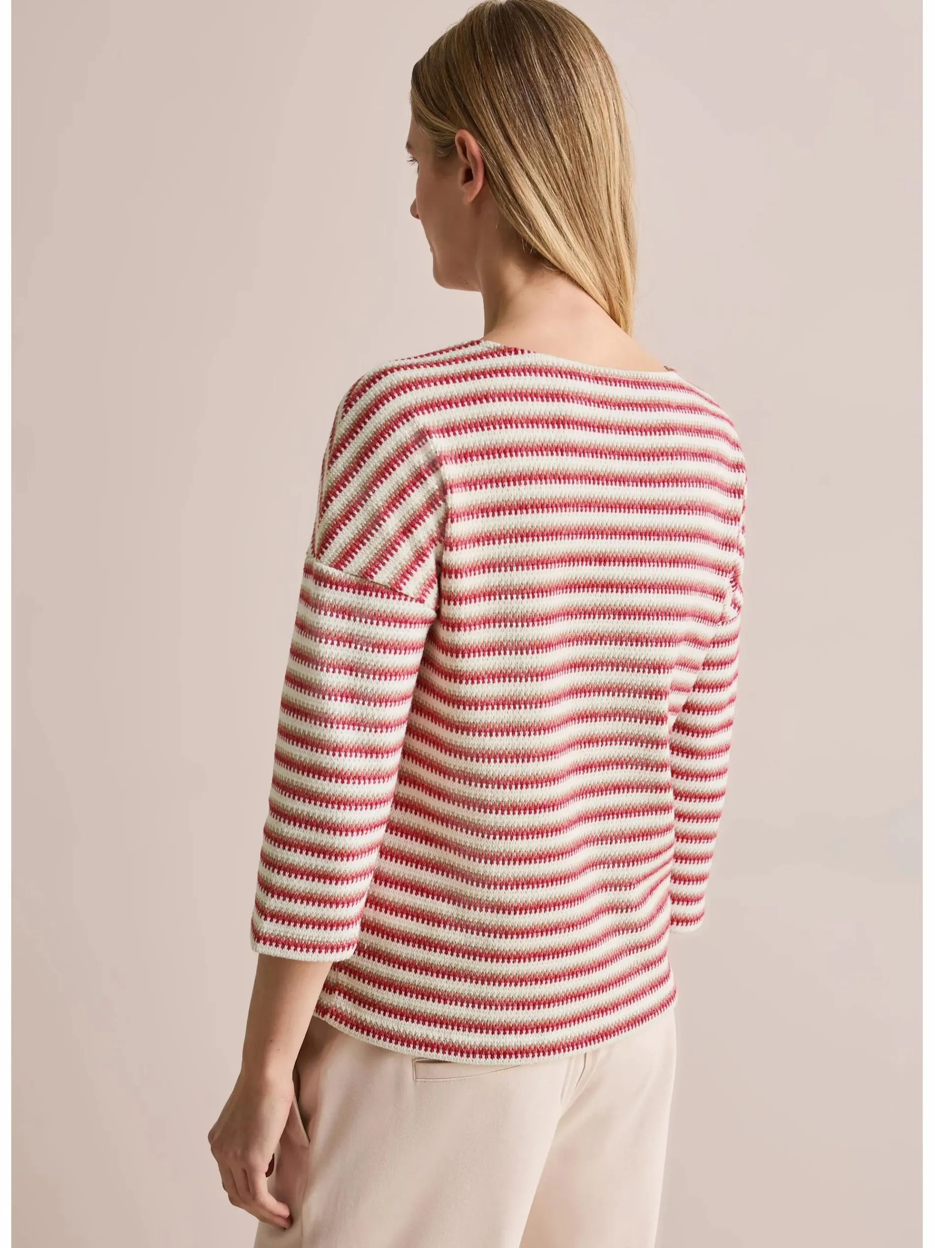 Damen gestreiftes Strick-Look Shirt