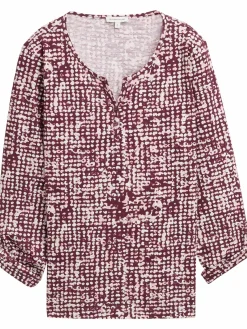 Damen Henley Blusenshirt