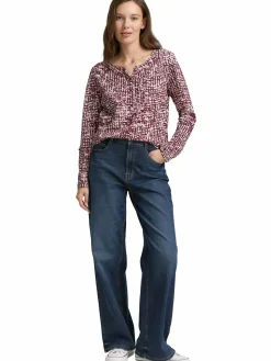 Damen Henley Blusenshirt