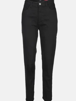 Damen Jeanshose im Tapered Fit mit Strasssteinchen