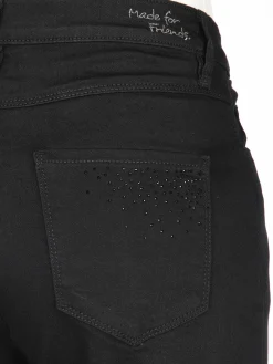 Damen Jeanshose im Tapered Fit mit Strasssteinchen