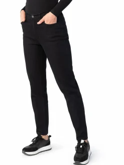 Damen Jeanshose im Tapered Fit mit Strasssteinchen