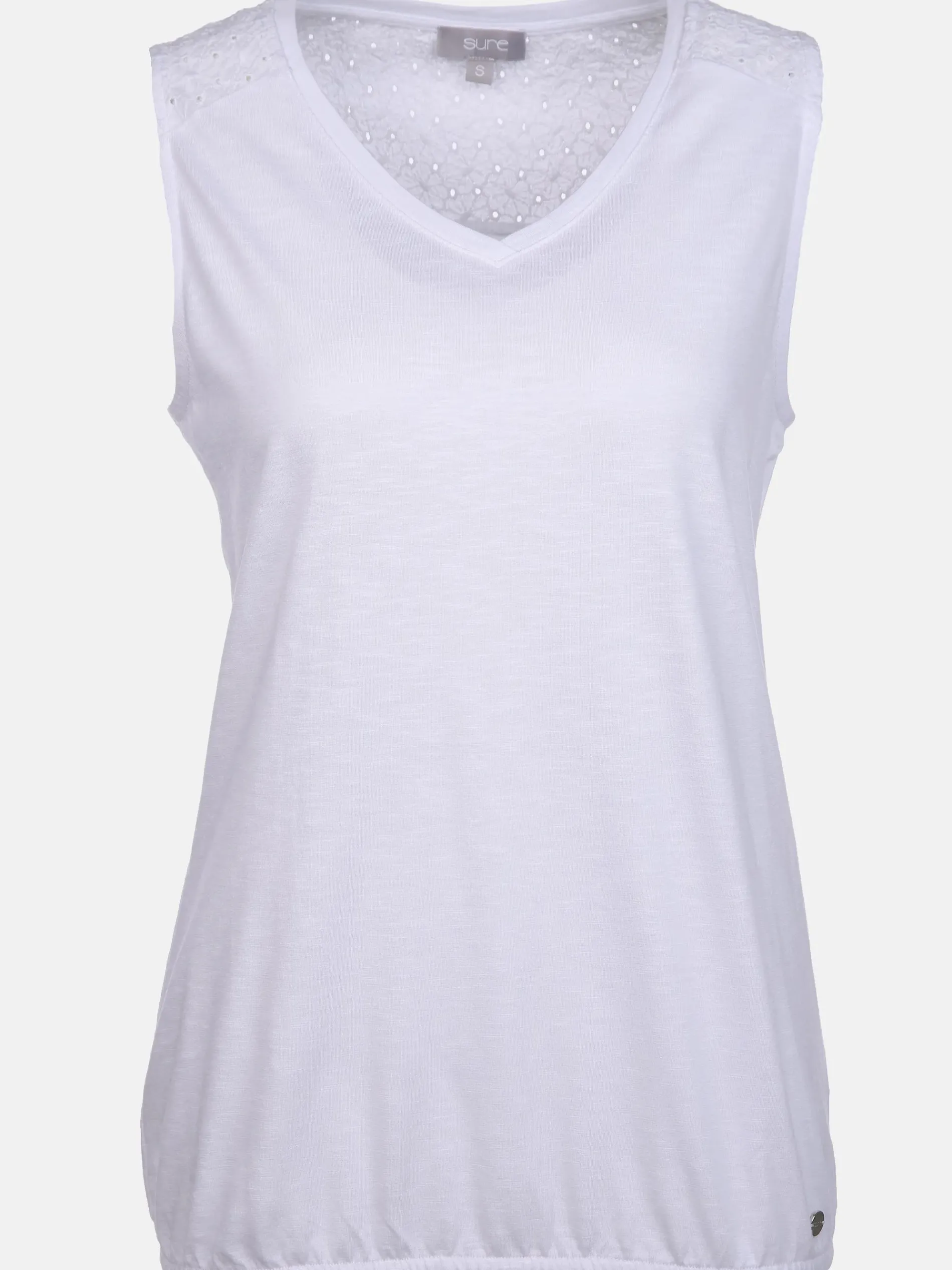 Damen Jerseytop mit Spitzenpasse