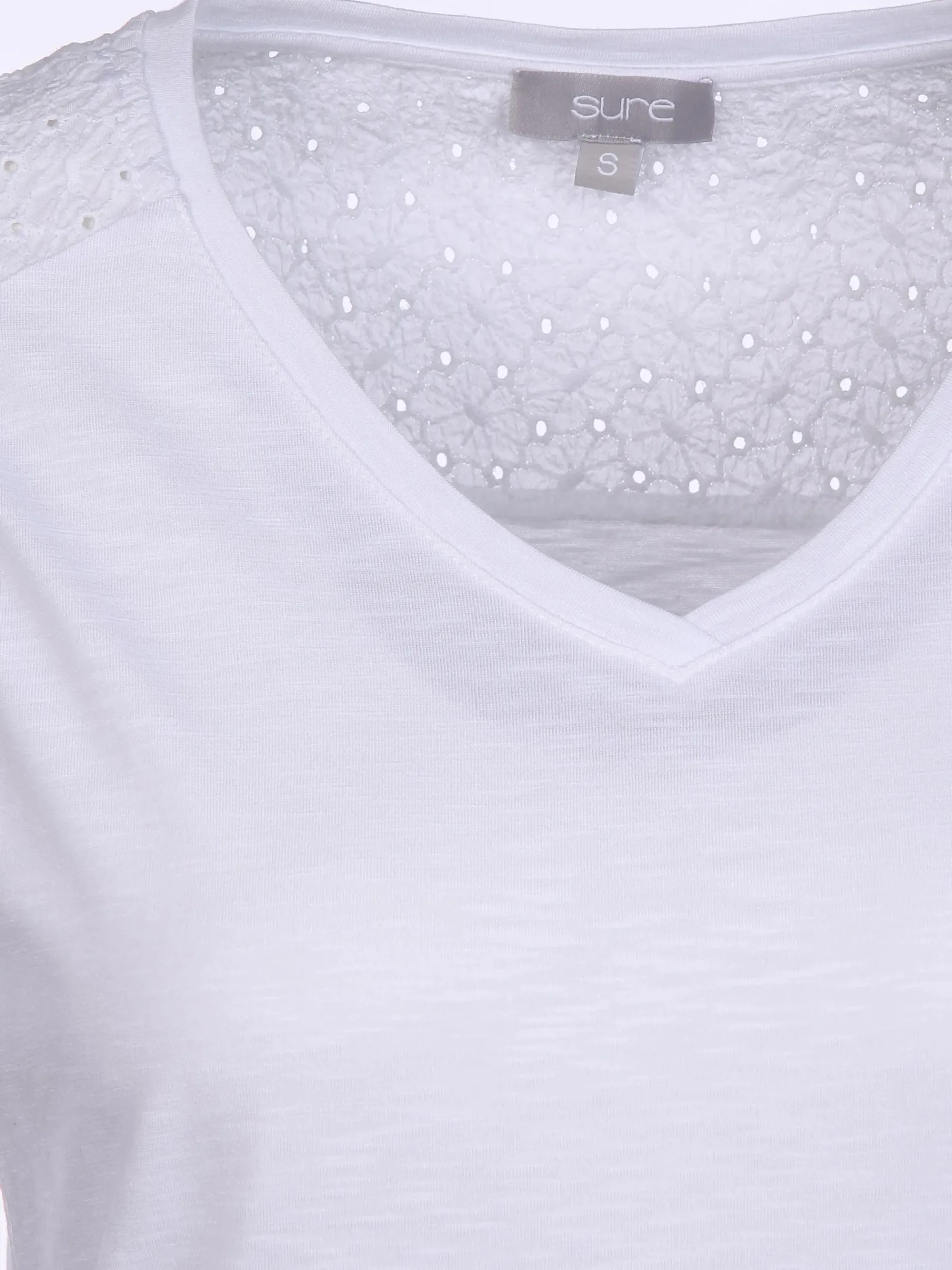 Damen Jerseytop mit Spitzenpasse