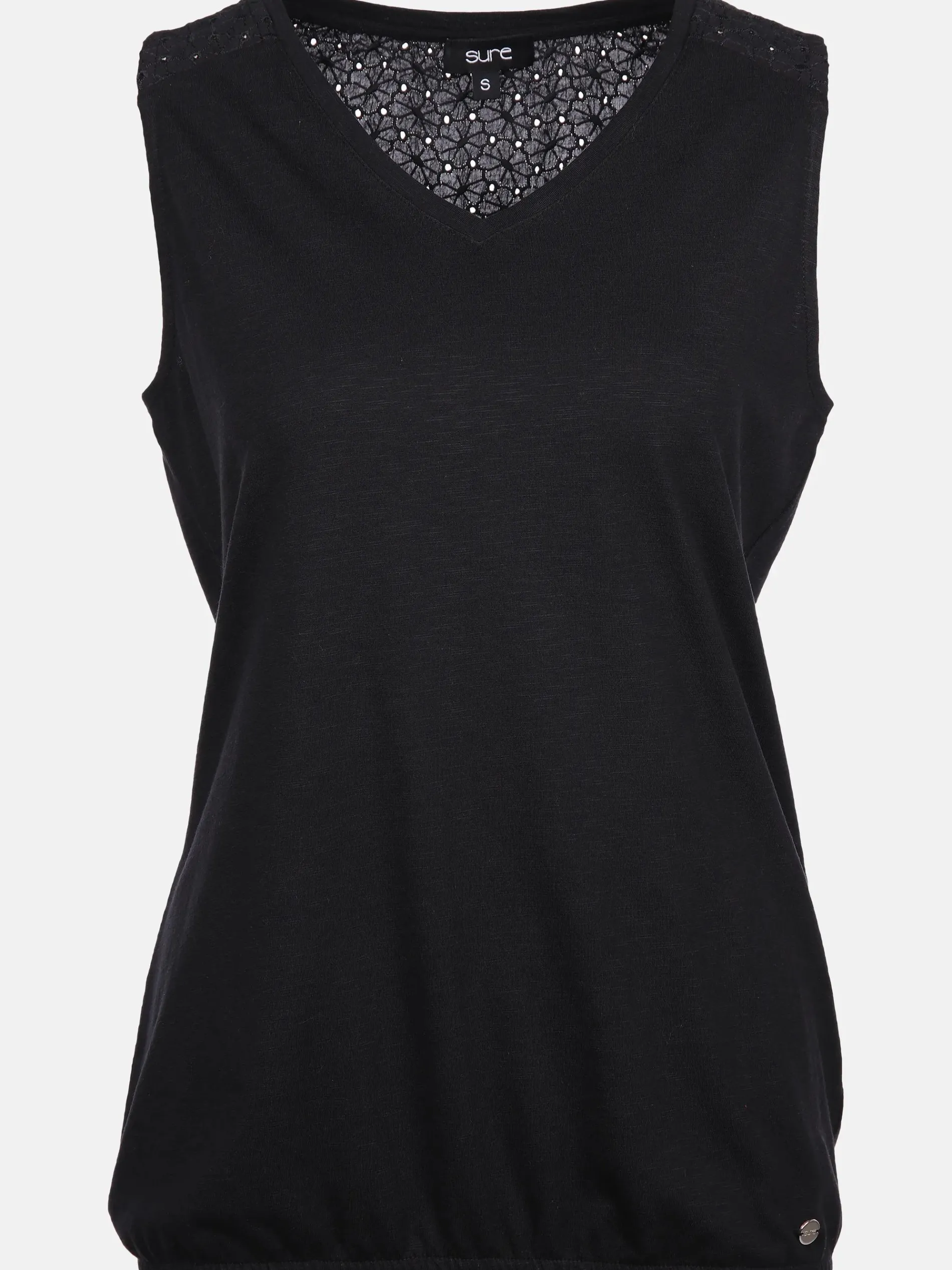 Damen Jerseytop mit Spitzenpasse