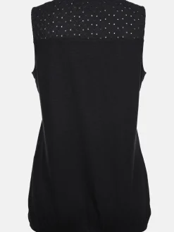 Damen Jerseytop mit Spitzenpasse