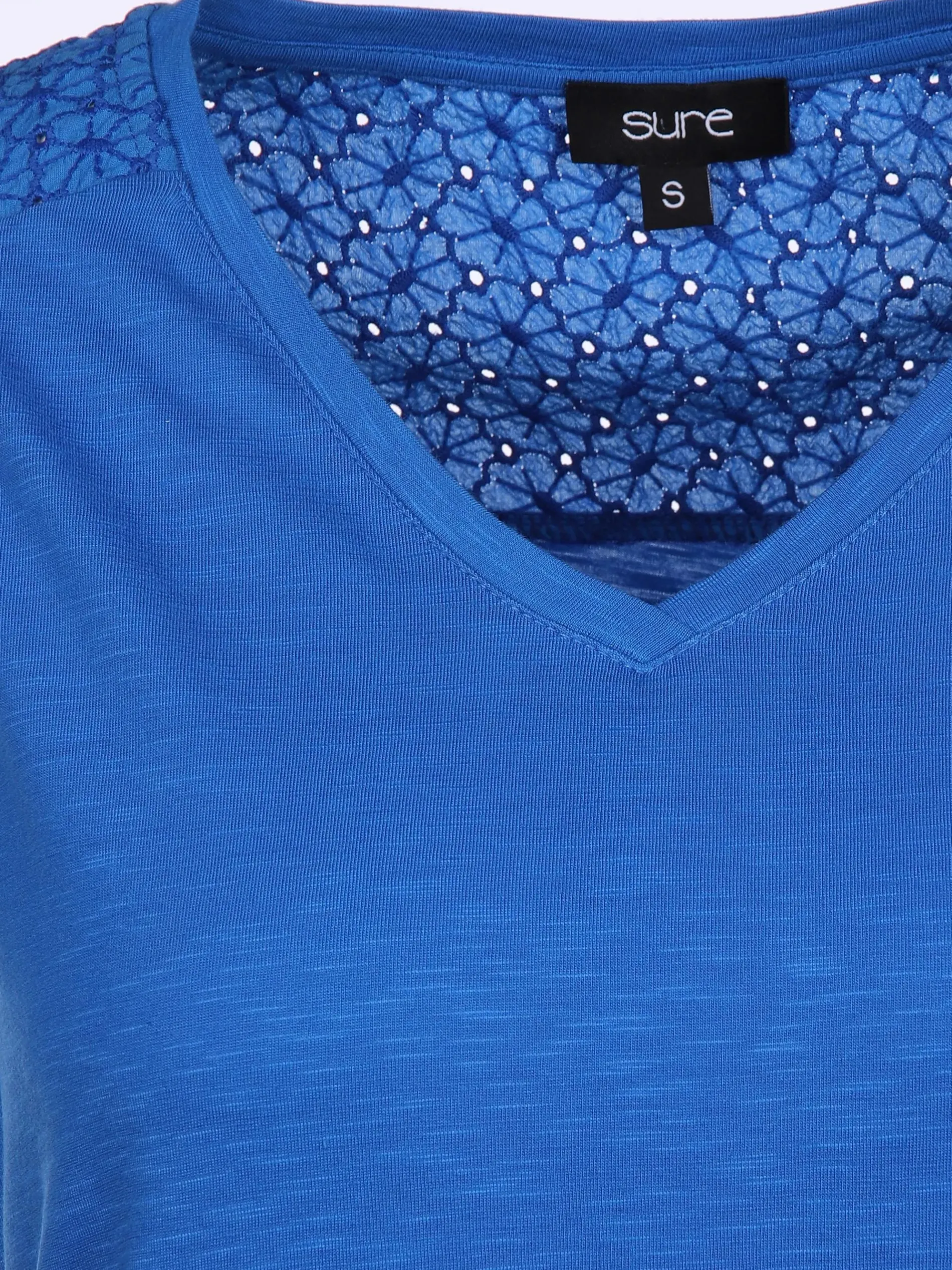 Damen Jerseytop mit Spitzenpasse