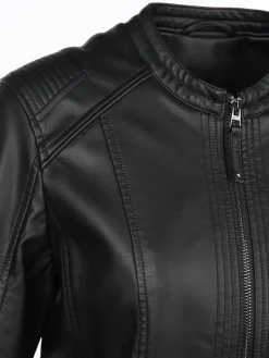 Damen Kunstlederjacke mit Stehkragen