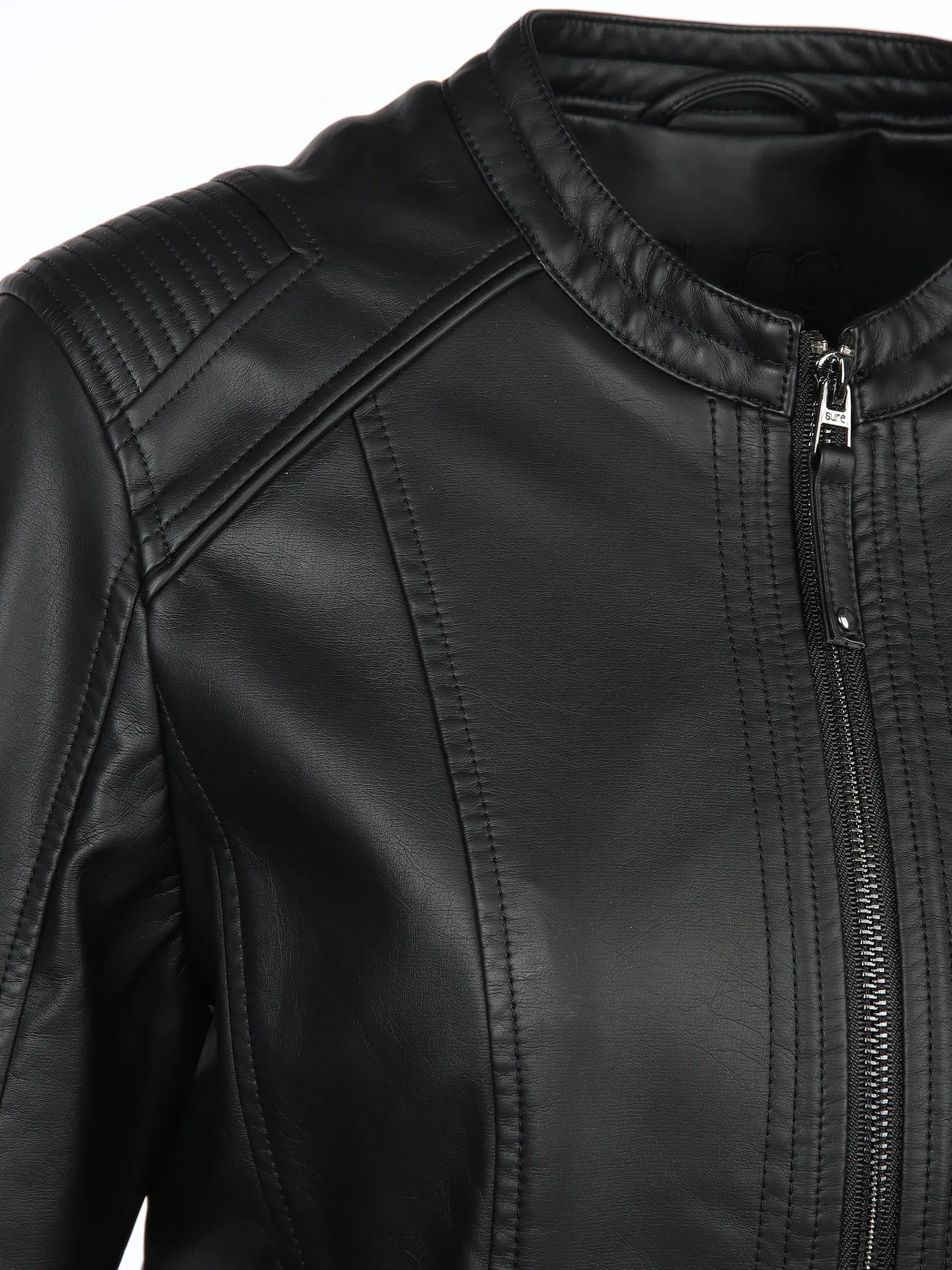 Damen Kunstlederjacke mit Stehkragen