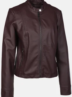 Damen Kunstlederjacke mit Stehkragen