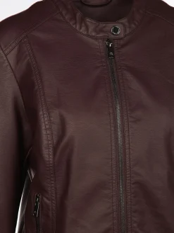 Damen Kunstlederjacke mit Stehkragen