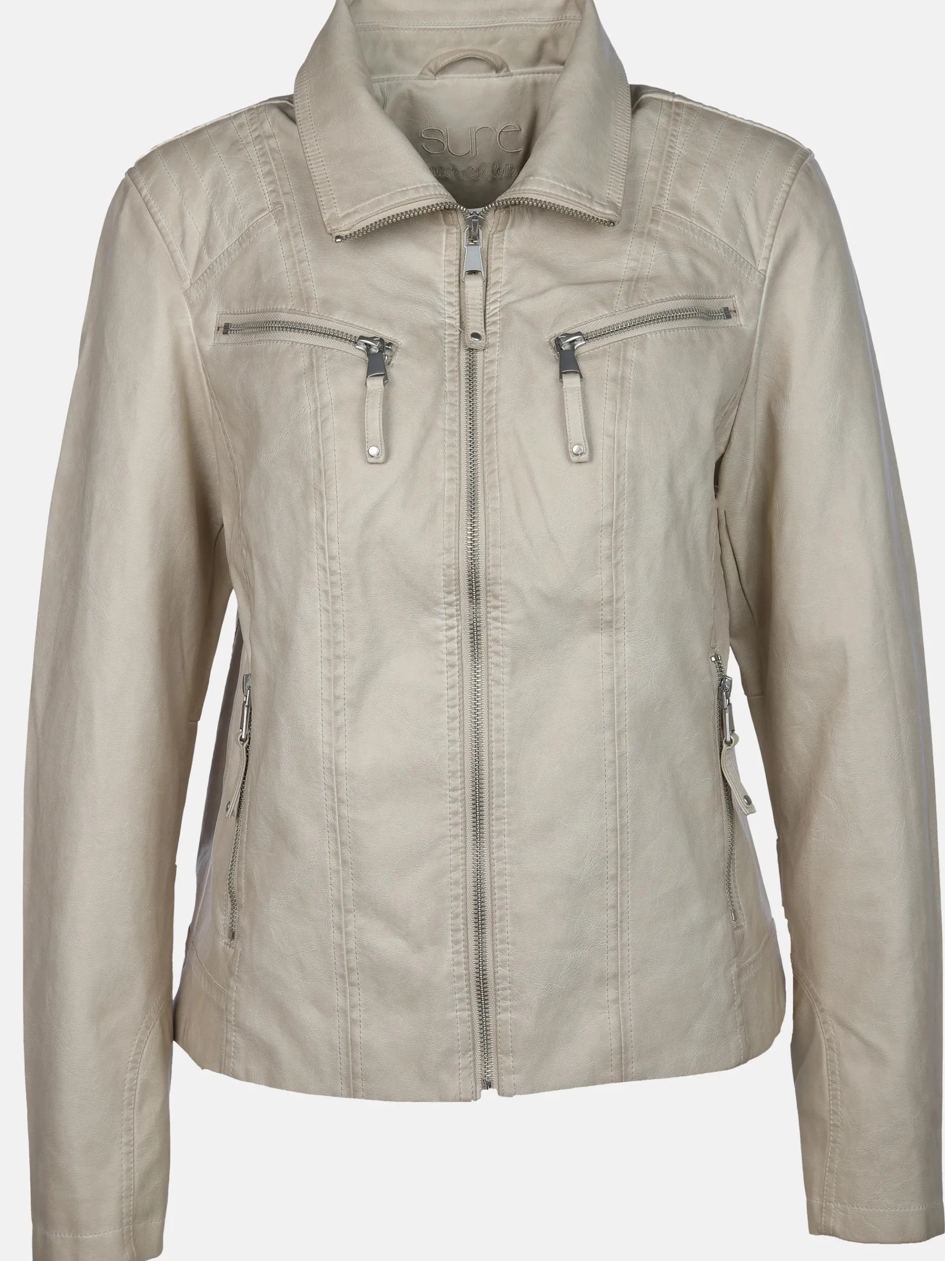 Damen Kunstlederjacke mit Reißverschluss