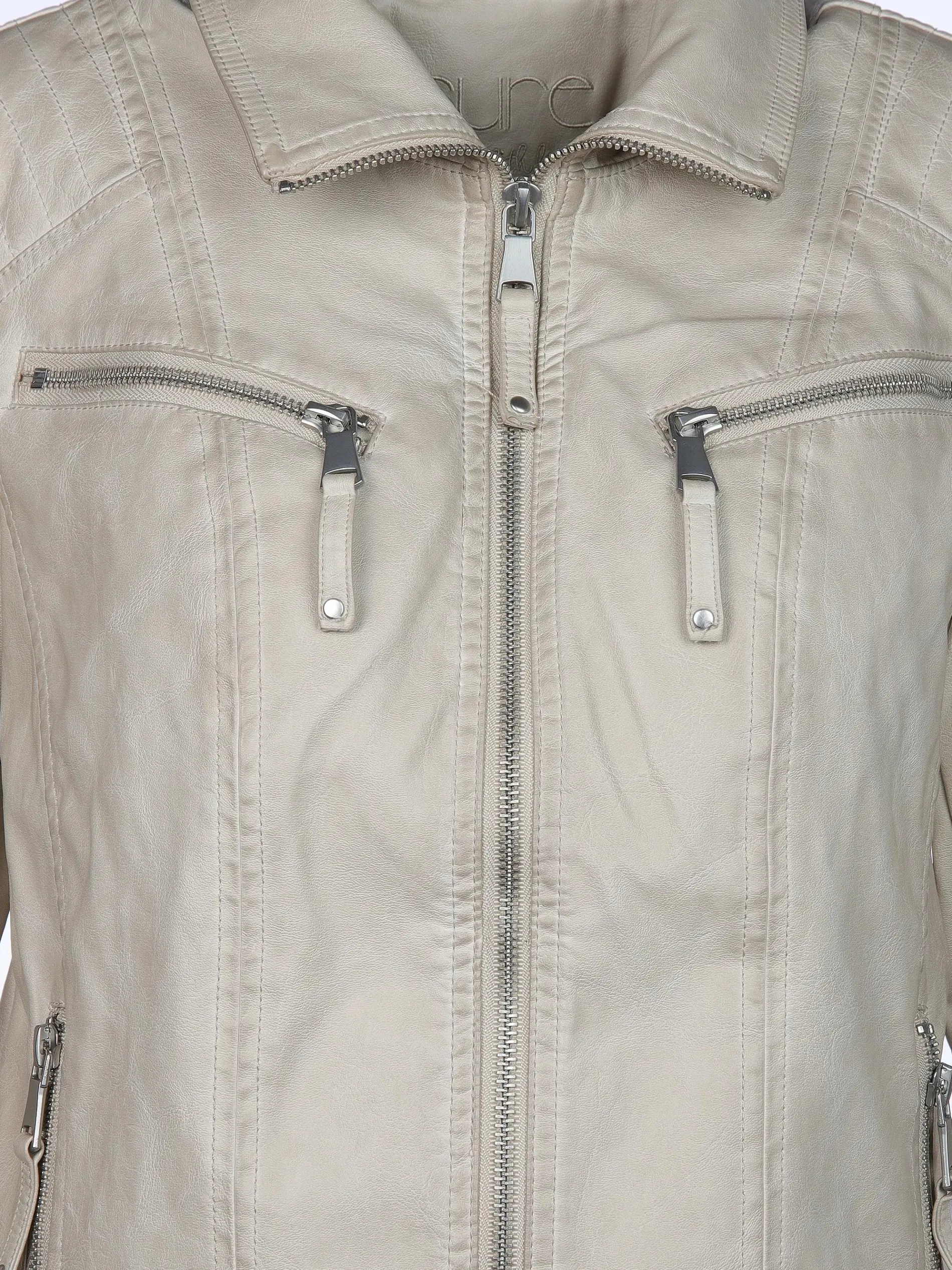 Damen Kunstlederjacke mit Reißverschluss