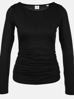 Damen Langarmshirt mit seitlicher Raffung