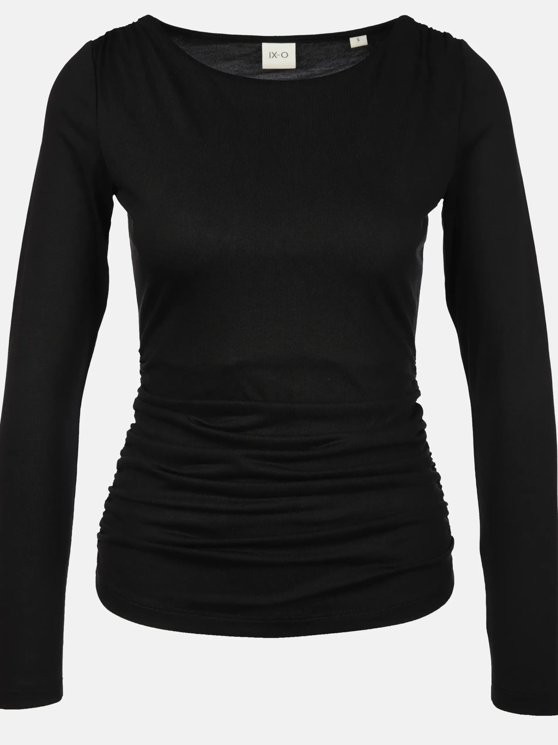 Damen Langarmshirt mit seitlicher Raffung