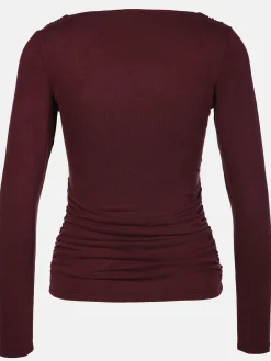 Damen Langarmshirt mit seitlicher Raffung