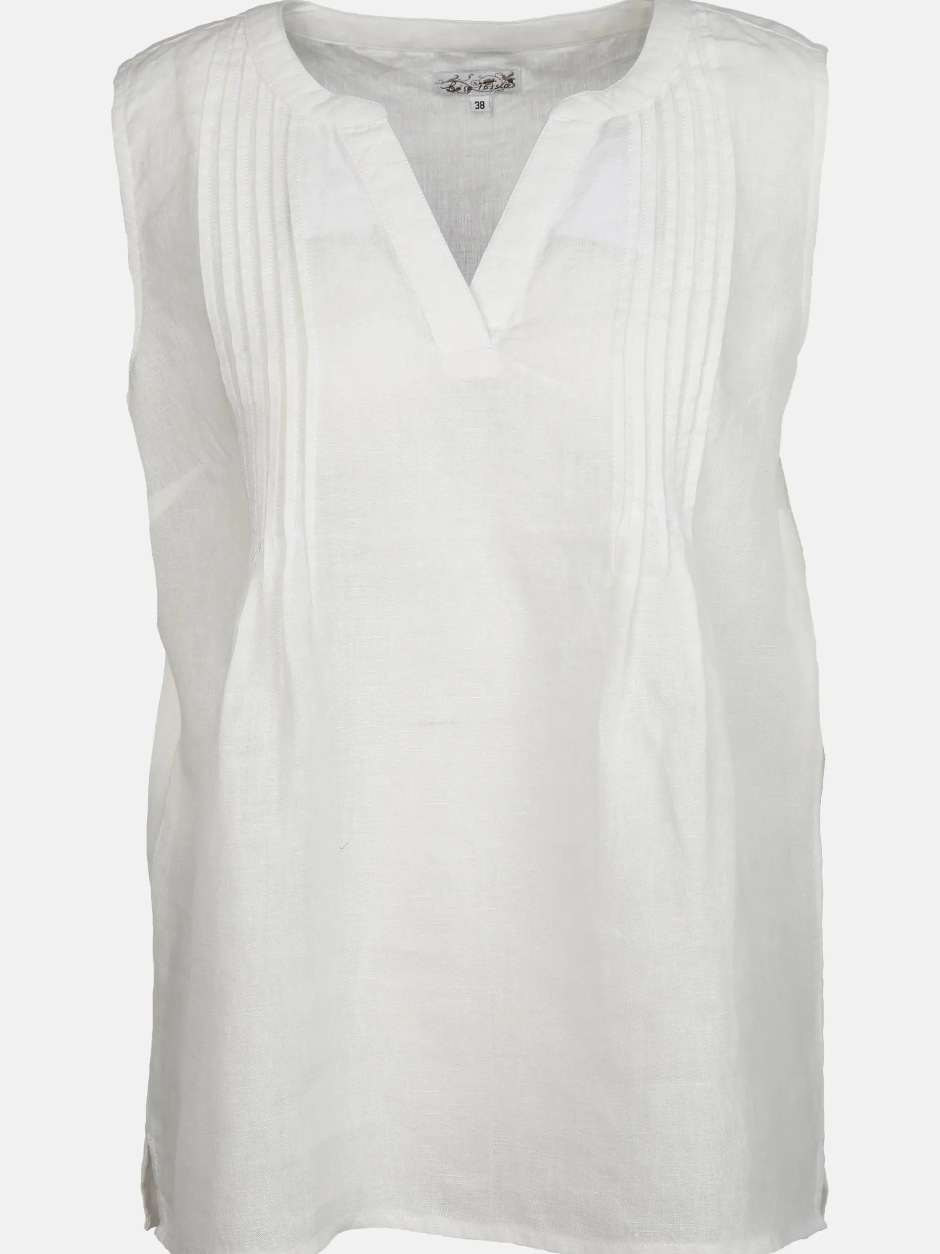 Damen Leinentop mit Biesen