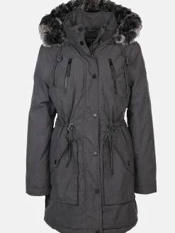 Damen Parka mit Kunstfellbesatz
