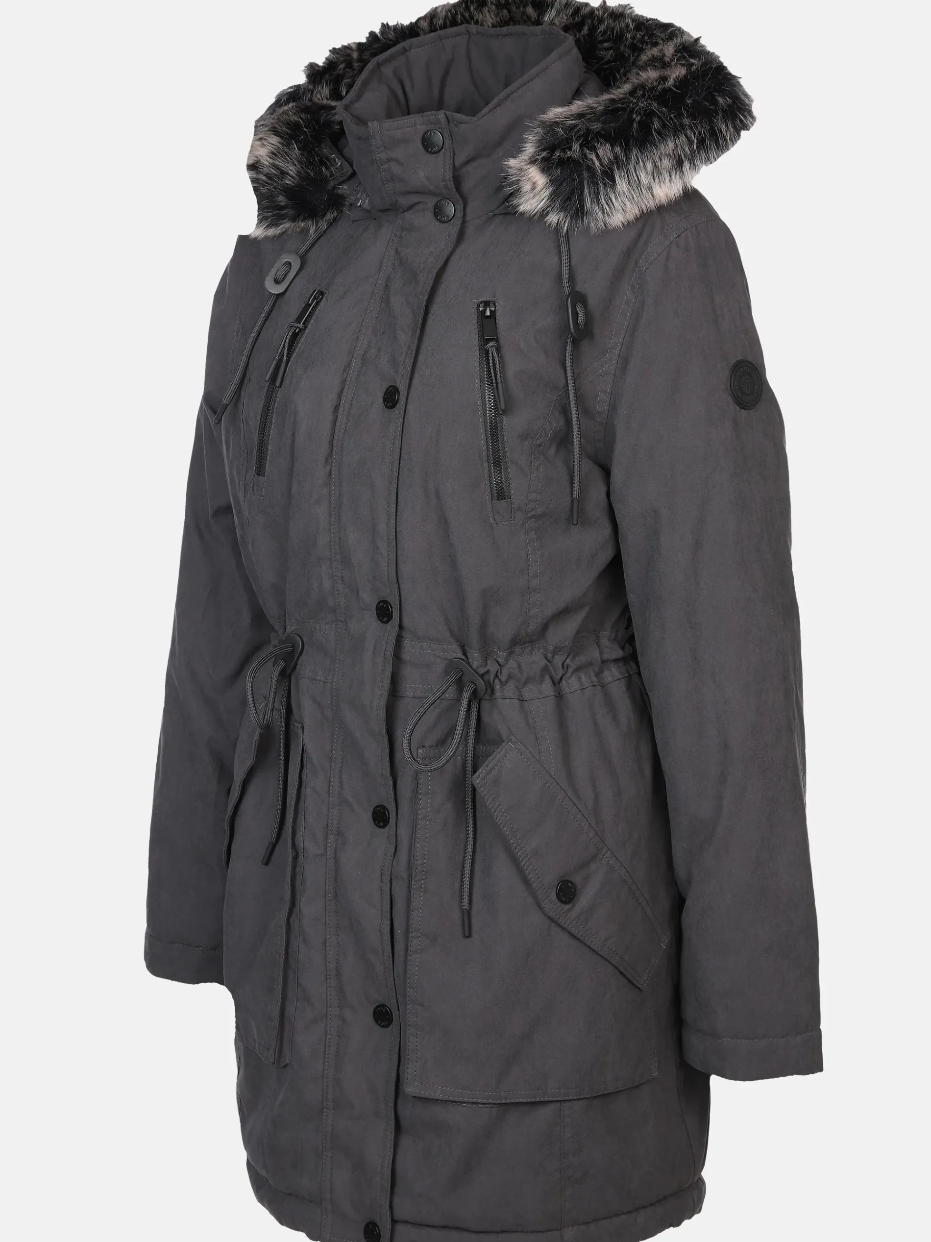 Damen Parka mit Kunstfellbesatz